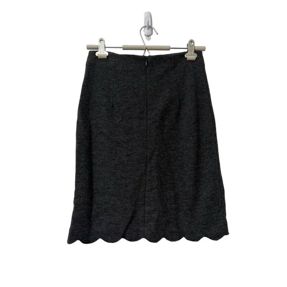 Club Monaco Dark Gray Wool Blend Scalloped Pencil Skirt Womens Size 0 - Picture 2 of 6